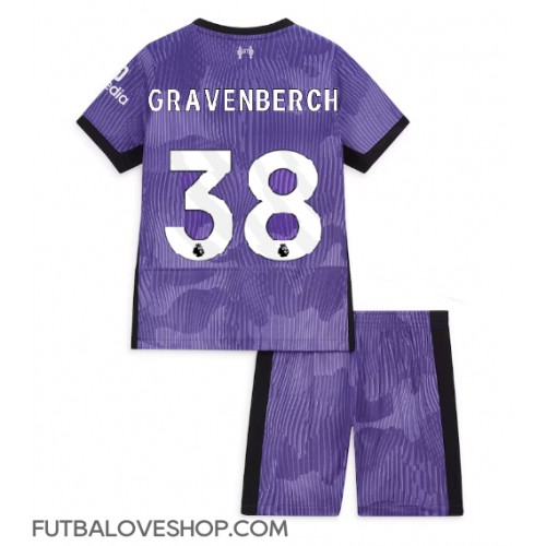 Dres Liverpool Ryan Gravenberch #38 Tretina pre deti 2023-24 Krátky Rukáv (+ trenírky)
